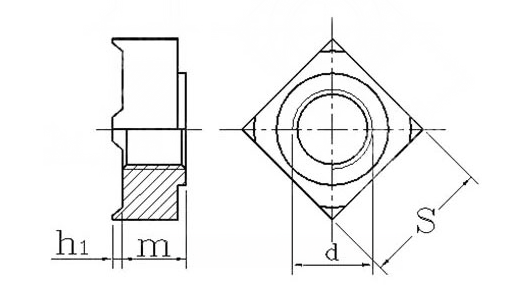 GB13680四方焊接螺母结构图